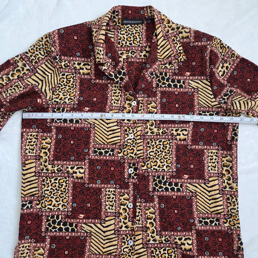 90s Animal Patchwork Button Down Top Medium Leopa… - image 13